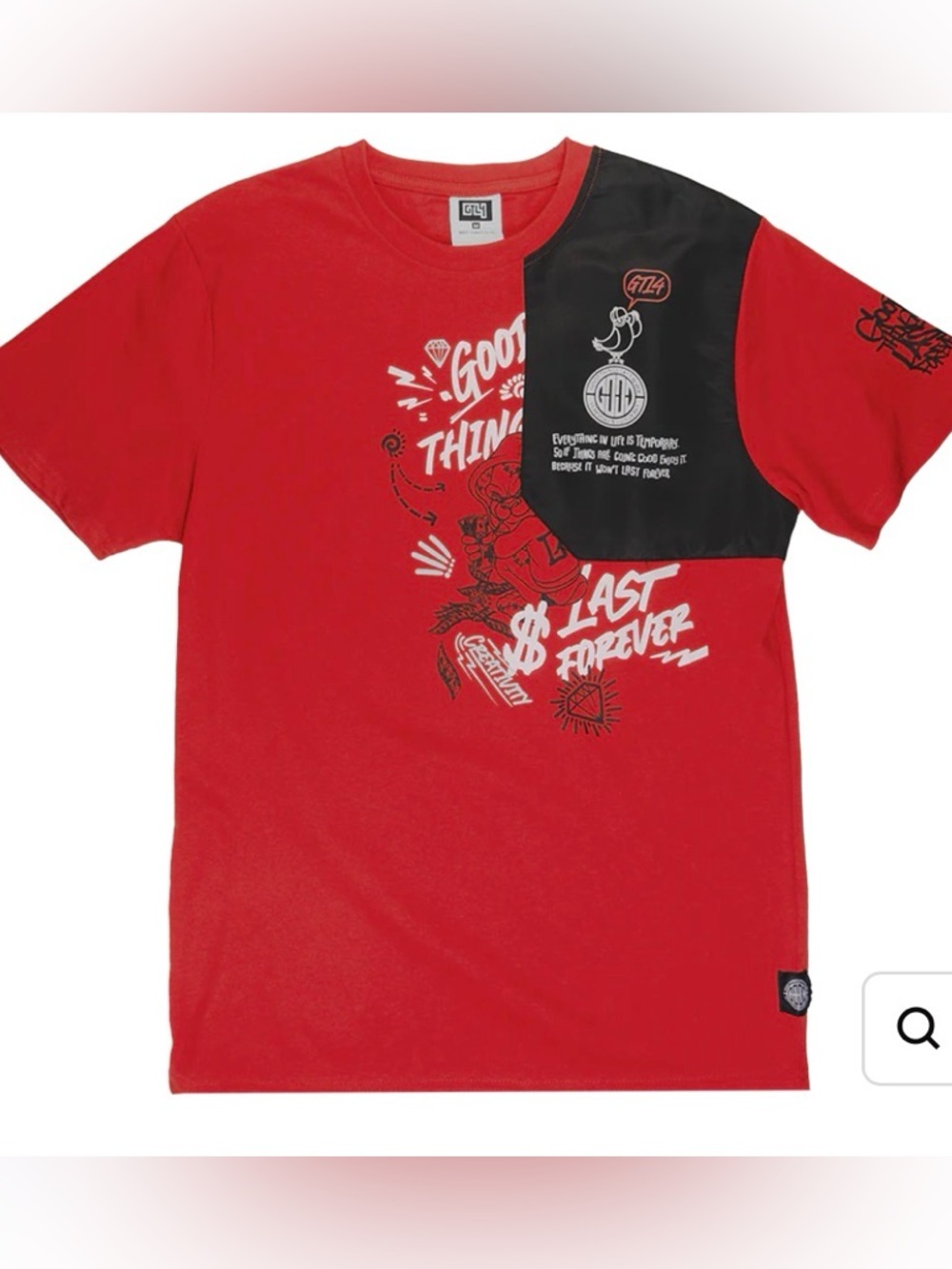 GTLY Red Graphic Tee with Black & White Print